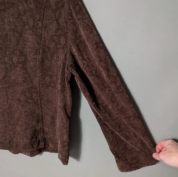 Croft & Barrow Floral Textured Jacquard Brown Blazer Classic Cozy Career Jacket - Picture 12 of 16